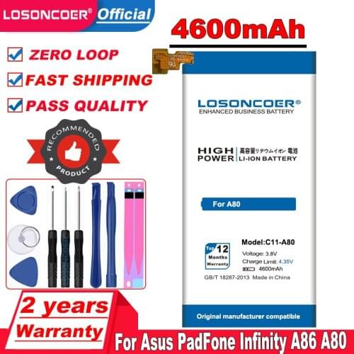 LOSONCOER 4600mAh C11-A80 Phone Replacement Battery For Asus PadFone Infinity A80 A86 Li-ion Polymer Batteries