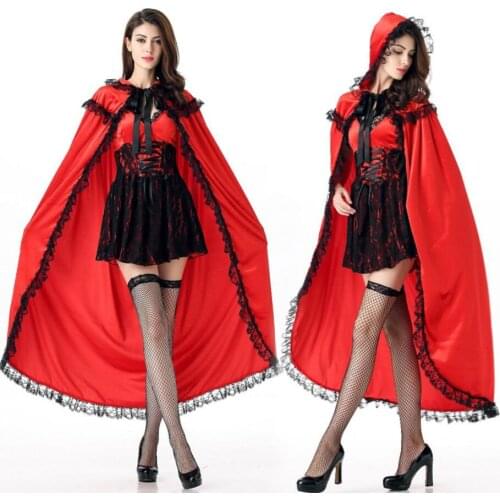 Anime Fairy Tale Cosplay Little Red Riding Hood Costume Women Girl Carnival Clothes Adult Fancy Dress Party Halloween Dresses