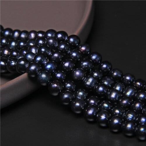 Black Fine 100% Freshwater Pearl Beads 6-7mm Near Round Loose Pearls Beads For Man Jewelry Making Necklace Bracelet DIY Supplies