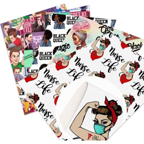 Colorful Color Cartoon Boys Girls Printed Faux Synthetic Leather Sheets For Bows Earring Crafts DIY Handmade Accessory,1Yc19650