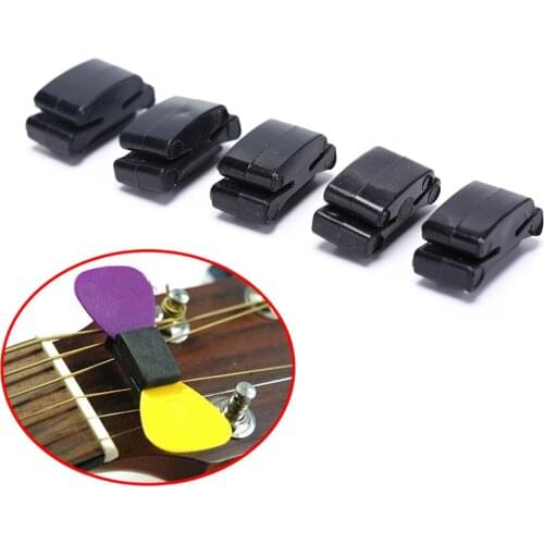 5pcs Black Rubber Guitar Pick Holder Fix On Headstock For Guitar Bass Ukulele Guitar Accessories