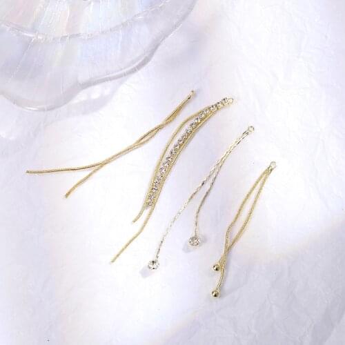 10pcs Rhinestone Long Tassels Gold Metal Chains Charms Pendants DIY Earrings Making Findings Women Fashion Jewelry Accessories