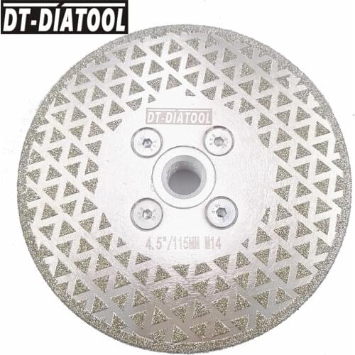 DT-DIATOOL 1pc M14 Flange Dia 115mm/4.5" Electroplated Diamond Cutting Disc Grinding Wheel Both Side Coated Saw Blade For Stone