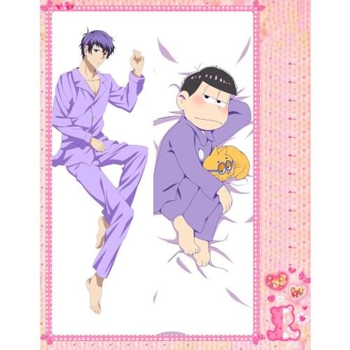 Anime Cartoon Osomatsu-sa Double Bolster Hugging Pillow Case Pillow Cover Pillowcase Peach Skin 2 Way No.65008