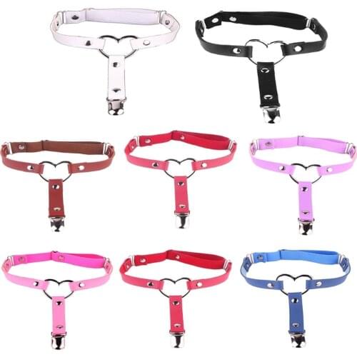 F3MD Adjustable Sexy Elasticity Leg Harness Garter Belts Punk Gothic Thigh Ring Garter with Metal Clip