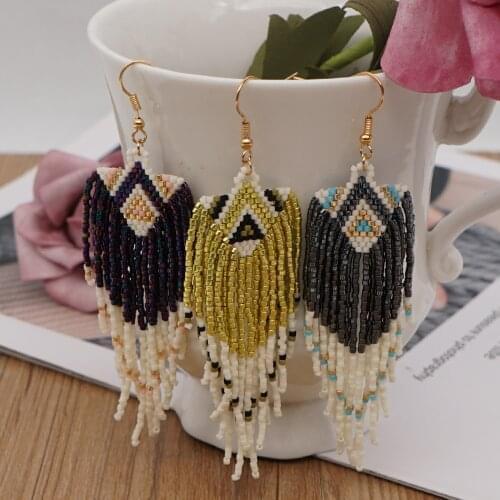 Go2boho Tassel Fringe Ear Ring Inspired Large Earring Miyuki Earrings For Women Handwoven Unique Collection Beads Jewelry