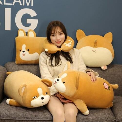 Creative Fat Shiba Inu Plush Multifunctional U Shape Pillow Long Pillow Toy Chair Cushion Soft Stuffed Cartoon Dog Doll Gifts