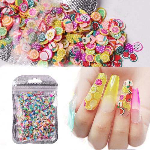 Lovely 3D Mix Fruit Slices Sticker Polymer Clay Slime DIY Designs Slicing Nail Art Decoration Nails Accessories Tips Manicure