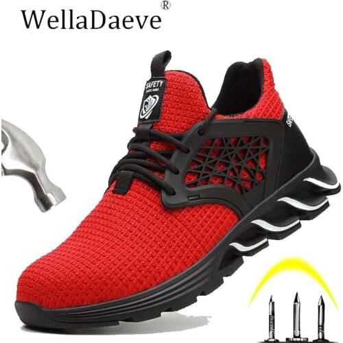 Men Steel Toe Safety Shoes Light Breathable Construction Protective Sneakers For Men Soft Anti-smashing Anti-piercing Work Boots