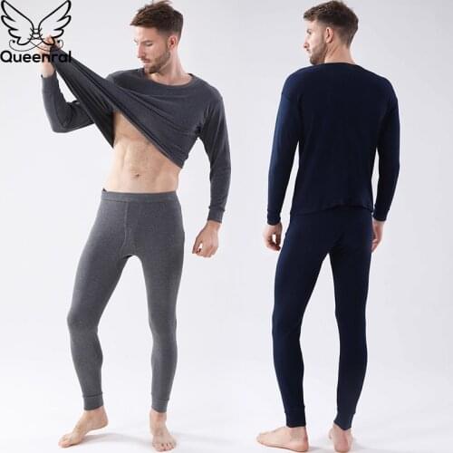 Queenral MensThermal Underwear Long Johns Sets Thermo Lingerie Thermal Underwear Mens Winter Warm Inner Wear For Men Cotton
