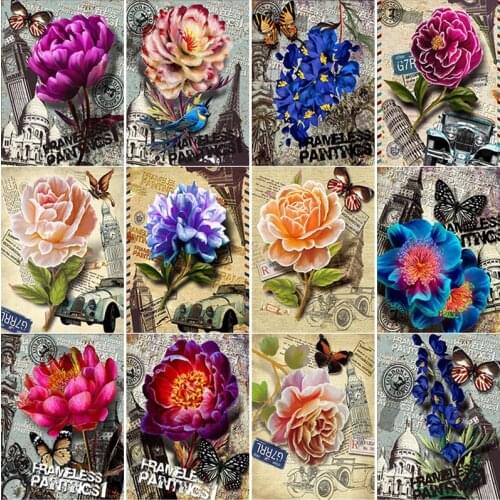 New 5D DIY Diamond Painting Rose Flower Diamond Embroidery Landscape Cross Stitch Full Square Round Drill Home Decor Manual Gift