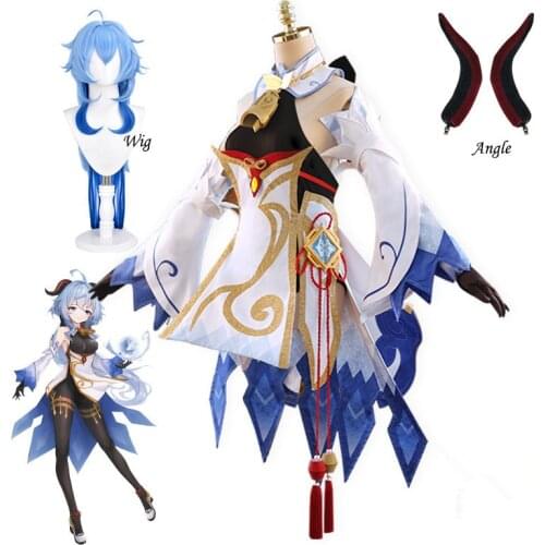 Game Genshin Impact Ganyu Cosplay Costumes Set Top Skirt Pantyhose Accessories Wig Suit Girls Women Prop
