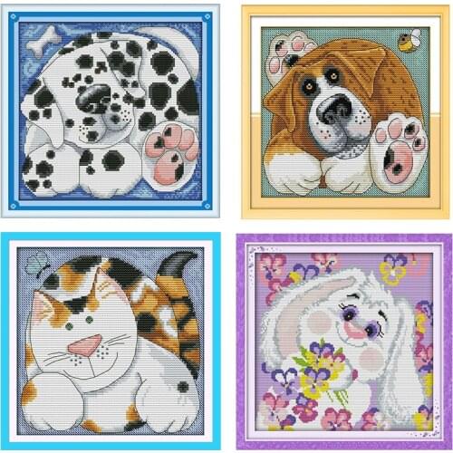 Cross Stitch Kit Embroidery Needlework Bigfoot Dog Stamped 11CT 14CT Print Counted Patterns Crafts Home Decor Thread Accessories
