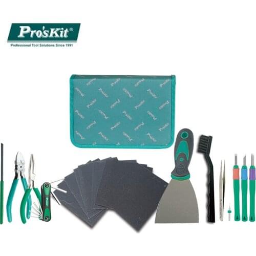 ProsKit PK-3D02 3D Printer Tools Kit Shovel Knife Plastic Cutting Plier Long Handle Brush Matte Paper Hobbyist 10 PCS Tool Set