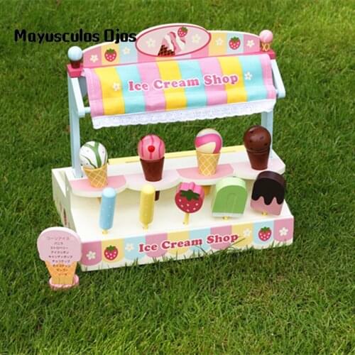 Summer New Ice Cream Table Ice Cream Stand Ice Cream Shop Wooden Children Play House Toy Kindergarten