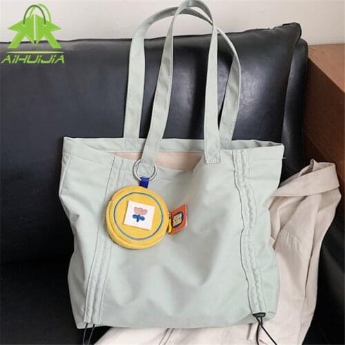 Simplicity Solid Color High Capacity Shoulder Bag Cute Tassel All-match Trend Canvas Bag 2021 New Fashion Casual Women Hand Bags