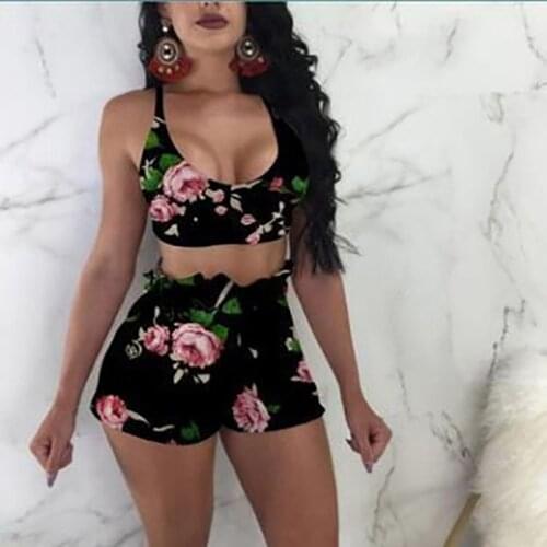 Sexy Women Sets Fashion Floral Print Bras + Shorts Sets Womens Suit Summer Beach Sets Women Clothing