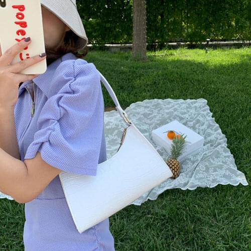 2021 New Fashion Alligator Leather Baguette Bag Lady Shoulder Messenger Bags Women Leather Handbags Luxury Brand Crossbody Totes