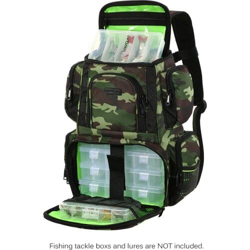 Lixada Fishing Tackle Bag Backpack Fishing Lures Bait Box Storage Bag with 4 Fishing Tackle Boxes Fishing Accessories