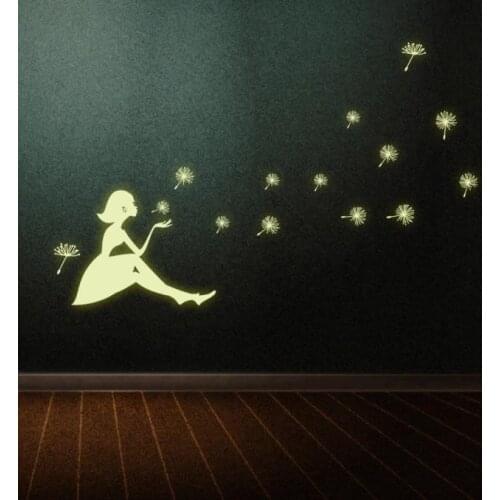 KAKUDER wall stickers Dandelion girls luminous Wall stickers Mural Decal Art Living Room Decoration bedroom decor pegatinas 2021