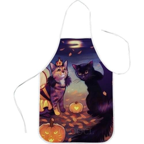 CLOOCL Halloween Theme Aprons Cats Couple Pumpkins 3D Print Festival Party Kitchen Aprons For Men Women Home Cleaning Tools