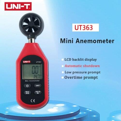 UNI-T UT363 Handheld Anemometer Mini Digital Wind Speed Measurement Temperature Tester Air Flow Speed Wind Meter LCD Backlight