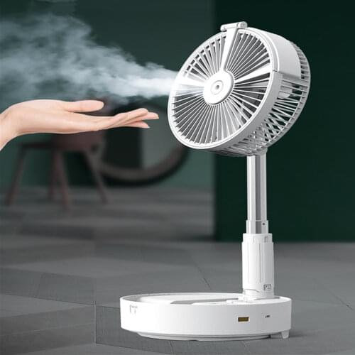 Humidifier spray fan foldable telescopic fan portable shaking head vertical fan remote control lighting USB fans