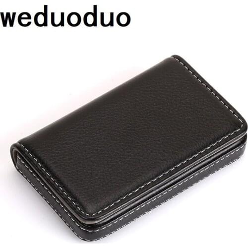 Weduoduo Business ID Credit Card Holder Brand Metal Aluminum Card Holder Fashion PU Leather Porte Carte high guality card case