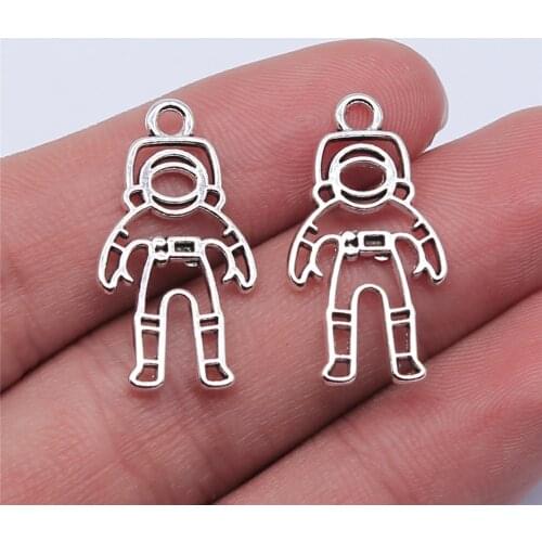 WYSIWYG 10pcs 26x14mm Antique Silver Color Astronaut Charms Pendant For Jewelry Making DIY Jewelry Findings