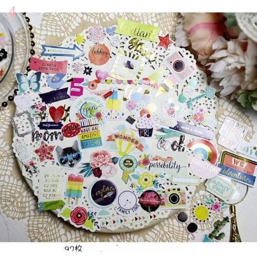 ZFPARTY 97pcs Perfect Day Cardstock Die Cut Stickers for Scrapbooking Happy Planner/Card Making/Journaling Project