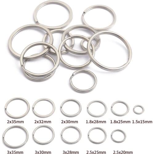 10Pcs Stainless Steel Key Chain Key Ring Round Flat Line key ring Keyrings Keychain Key Holder for Jewelry Making Wholesale DIY