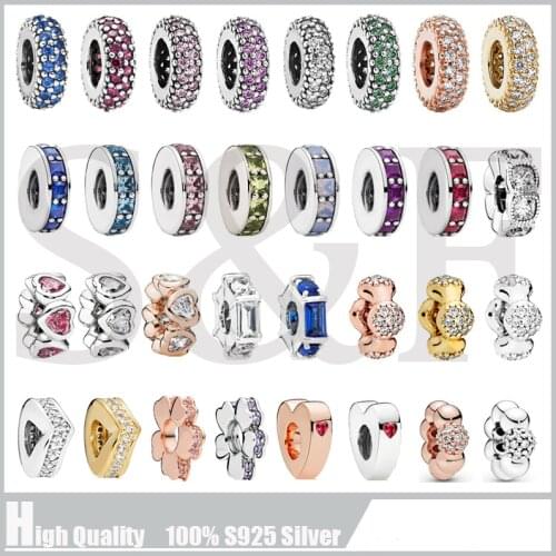 100% 925 Sterling Silver Inspiration Spacer Charm Beads Fit Original Bracelet Pendant Authentic DIY Jewelry Gift