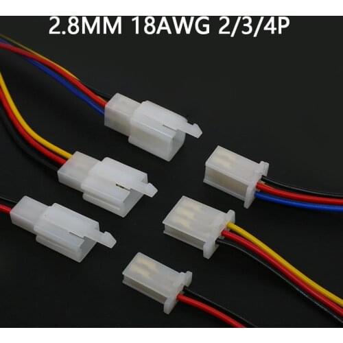 2.8MM automobile connector motorcycle harness plug 2p3p4p connector male female butt plug connecting wire 30cm after docking