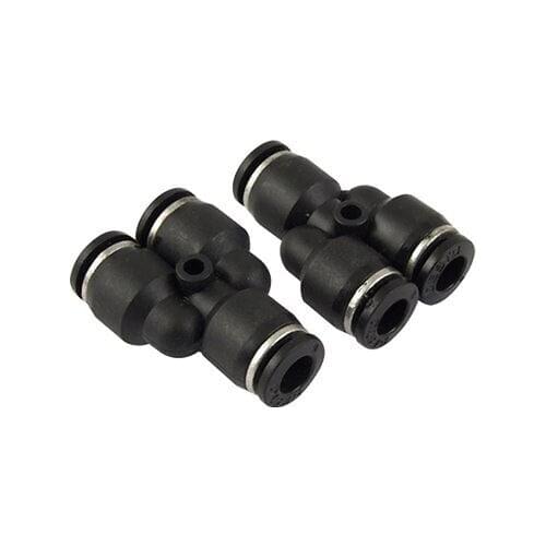2 Pcs 3 Ports 6mm OD Hose Quick Coupler Connector Black