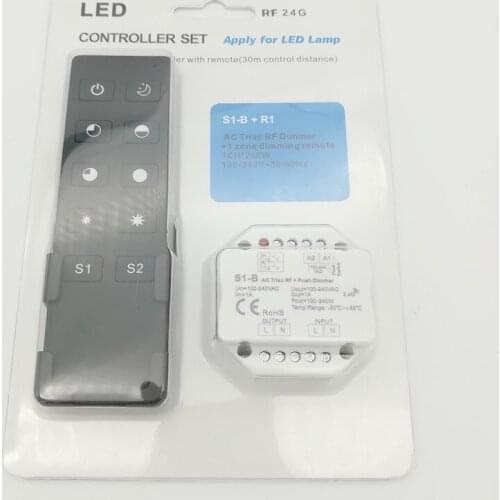 20sets S1-B +R1 100-240VAC Input,output 100-240VAC 1A Push Dimmer Switch Led Triac Dimmer Controller R1 2.4GHz Wireless Remote