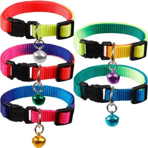 3PCS Pet Dog Cats Bell Collars With Bells Random Colorful Necklace Collar Adjustable Nylon Pet Collar Cat Supplies Accessories