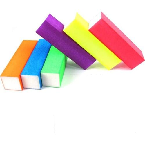 50pcs/lot Wholesale Fluorescent Color Buffing Sanding Buffer Block Nail Art Manicure Tips Tool esponja maquiagem mix color