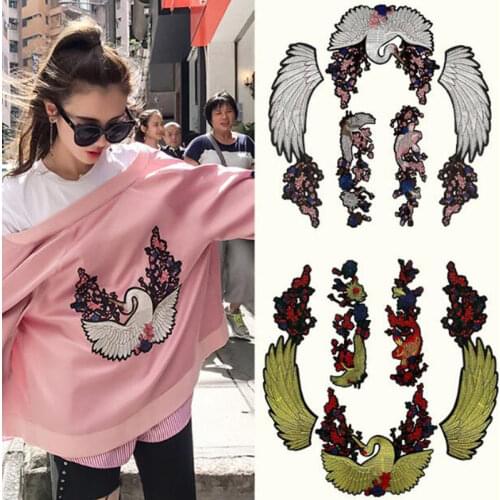 Applique Embroidered Wings Flower Fish Bird Snake Crane Motif Sew on Patches for Clothing Patches stickers for clothes Sewing