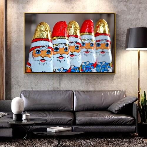 Artcozy Oil Canvas Painting santa_claus_chocolates_candy For Home Decoration Wall Art