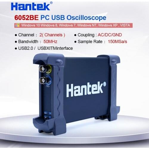 Hantek 6052BE PC USB Digital Oscilloscope 2 Channels 50MHz Bandwidth 150MSa/s Sample rate With Probe Oscilloscope