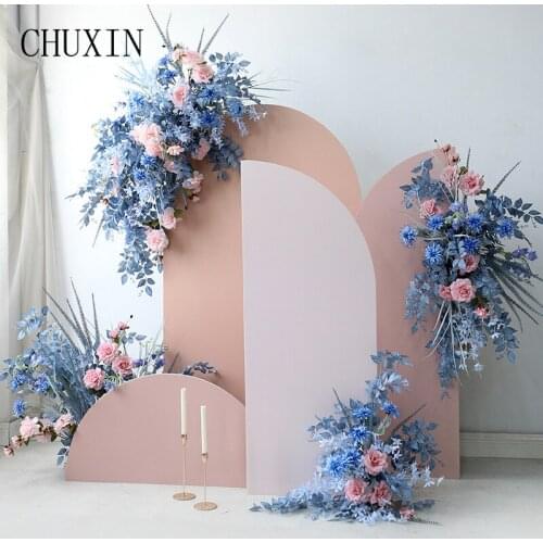 Artificial Silk Flowers Wedding Layout Blue Flower Arrangement Commercial Stage Background Floral Decor Window Display Props