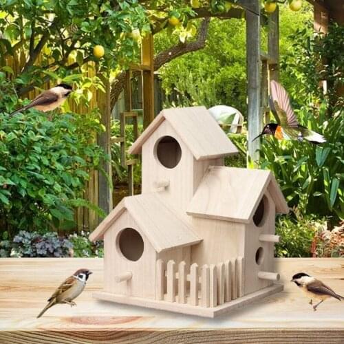 Wooden Bird Houses Bluebird Home Small Bird House for Outside Garden Unfinished Bird Houses to Paint for Bird Watching N0PA