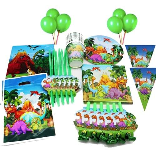 The Volcano Dinosaur Theme Birthday Party Decorations Kids Favor Baby Shower Disposable Tableware Cups Plates Napkins Supplies