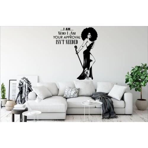 Girl music queen wall stickers art beautiful girl decoration African women decals home decoration stickers detachable sticker 27