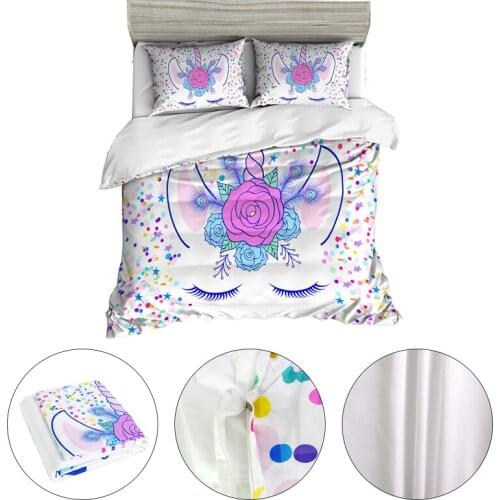Unicorn Pattern Bedding Set 2/3pcs Duvet Cover Pillow Case Set US Twin Full Queen King Bed Set Bedclothes Quilt Cover