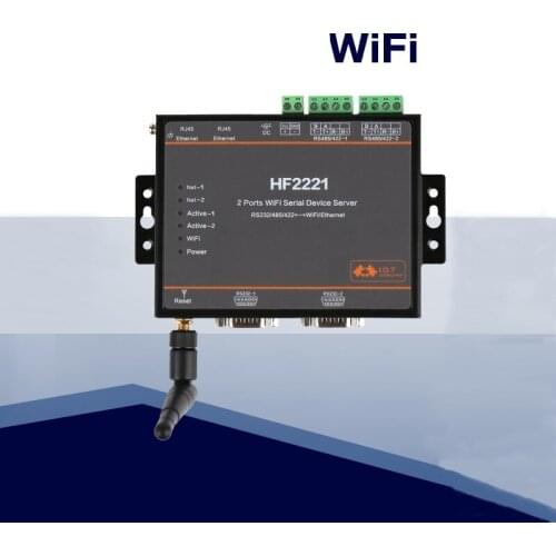 HF2221 2 Ports Wifi Serial Device Server RS232/RS422/RS485 to Ethernet / Wi-Fi Serial Server automation control
