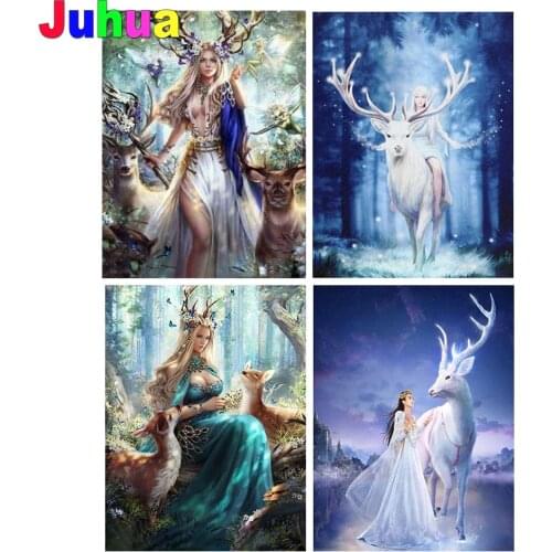 Beauty and Deer diy diamond painting full drill Anime girl diamond embroidery mosaic diamond stitch home decor dropshipping