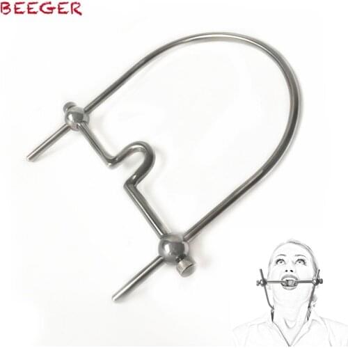 BEEGER BDSM bondage stainless steel open mouth gag ring neck collar adult games cosplay slave restraints fetish toys