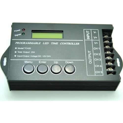 DC12-24V 20A 5 Channel output computer programmable RGB led time controller with USB cable and CD-ROM free ship
