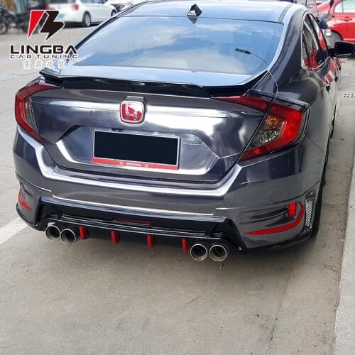 Suit For Ten 2016-17 Generation Refitted North American Version Small Surrounding Civic Lip Front Bar Rear